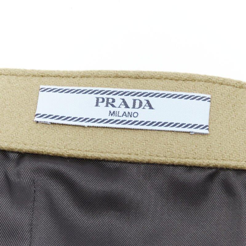 PRADA 2018 Brown Sports Logo rubber badge wool strapless bustier bustier S en vente 3