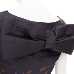 PRADA 2018 Cloque Brokeh silk jacquard textured bow back cocktail dress IT38 XS