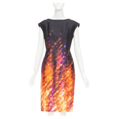 PRADA 2018 Cloque Brokeh silk jacquard textured bow back cocktail dress IT38 XS