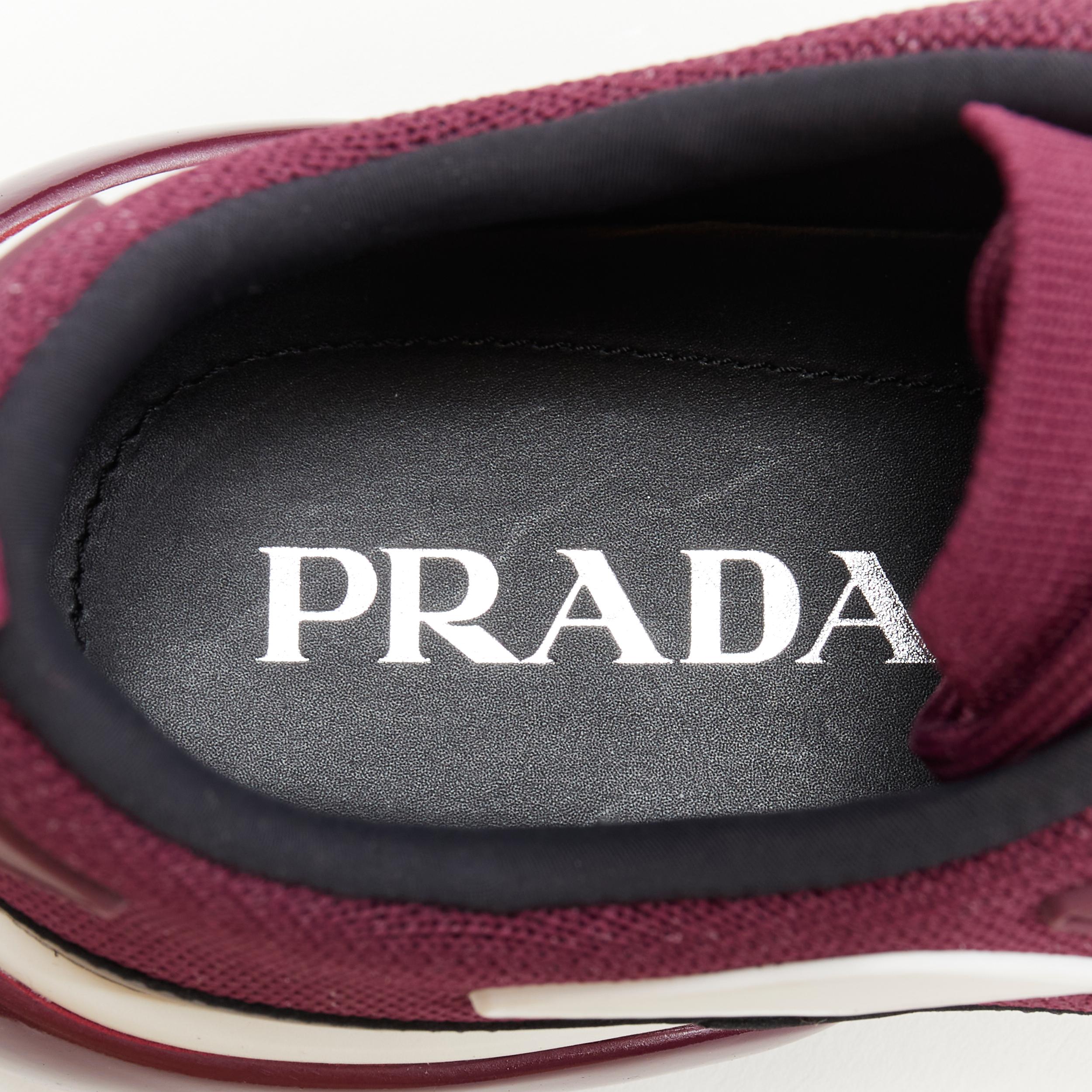 PRADA 2018 Cloudbust burgundy red rubber logo low top sneaker UK6 EU40 US7 8