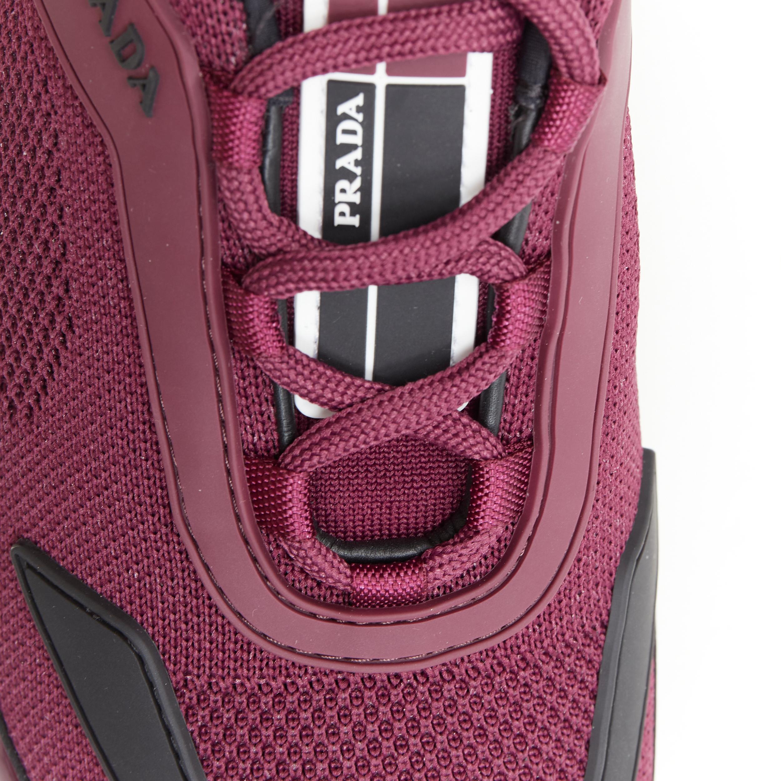 PRADA 2018 Cloudbust burgundy red rubber logo low top sneaker UK6 EU40 US7 9