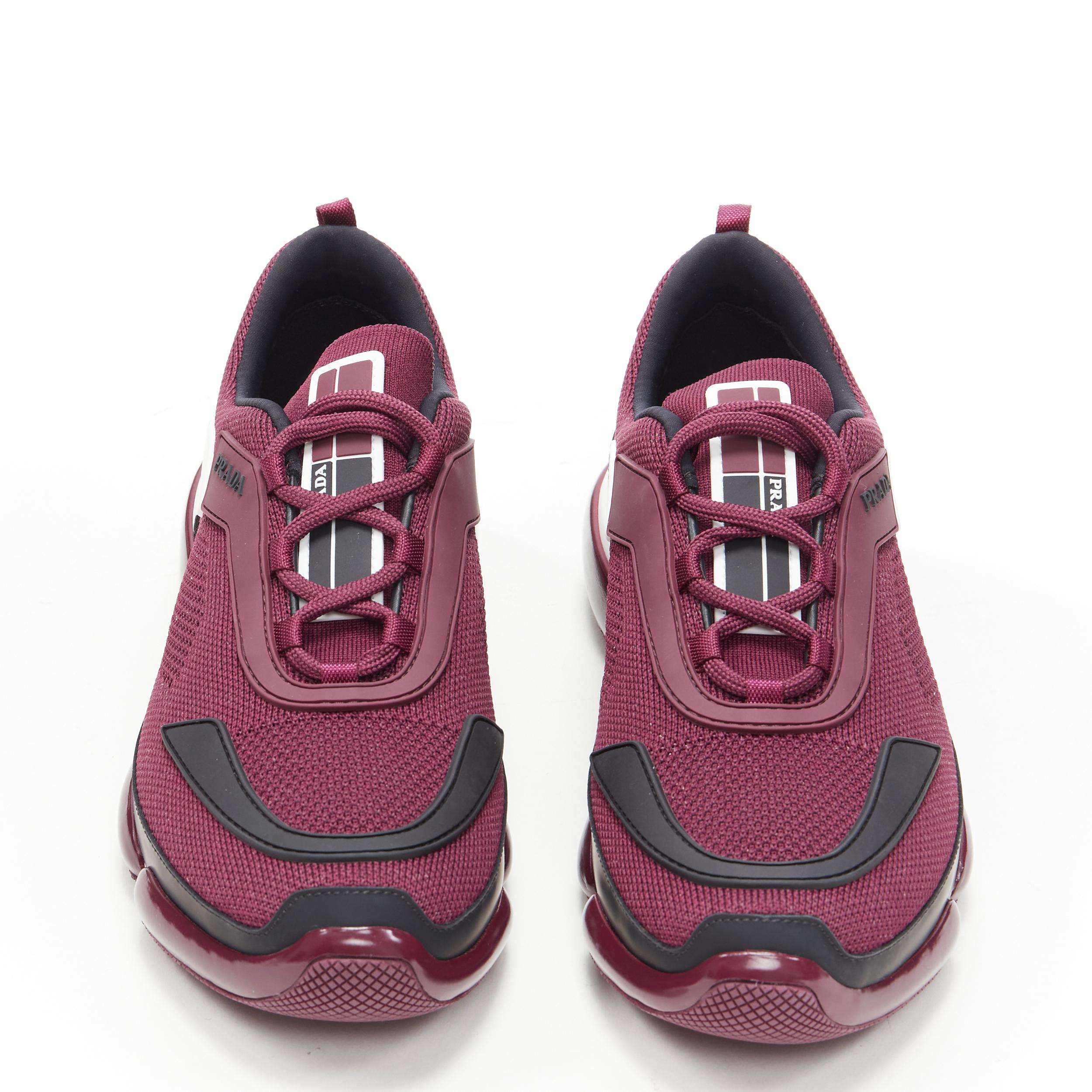 PRADA 2018 Cloudbust burgundy red rubber logo low top sneaker UK6 EU40 US7 2