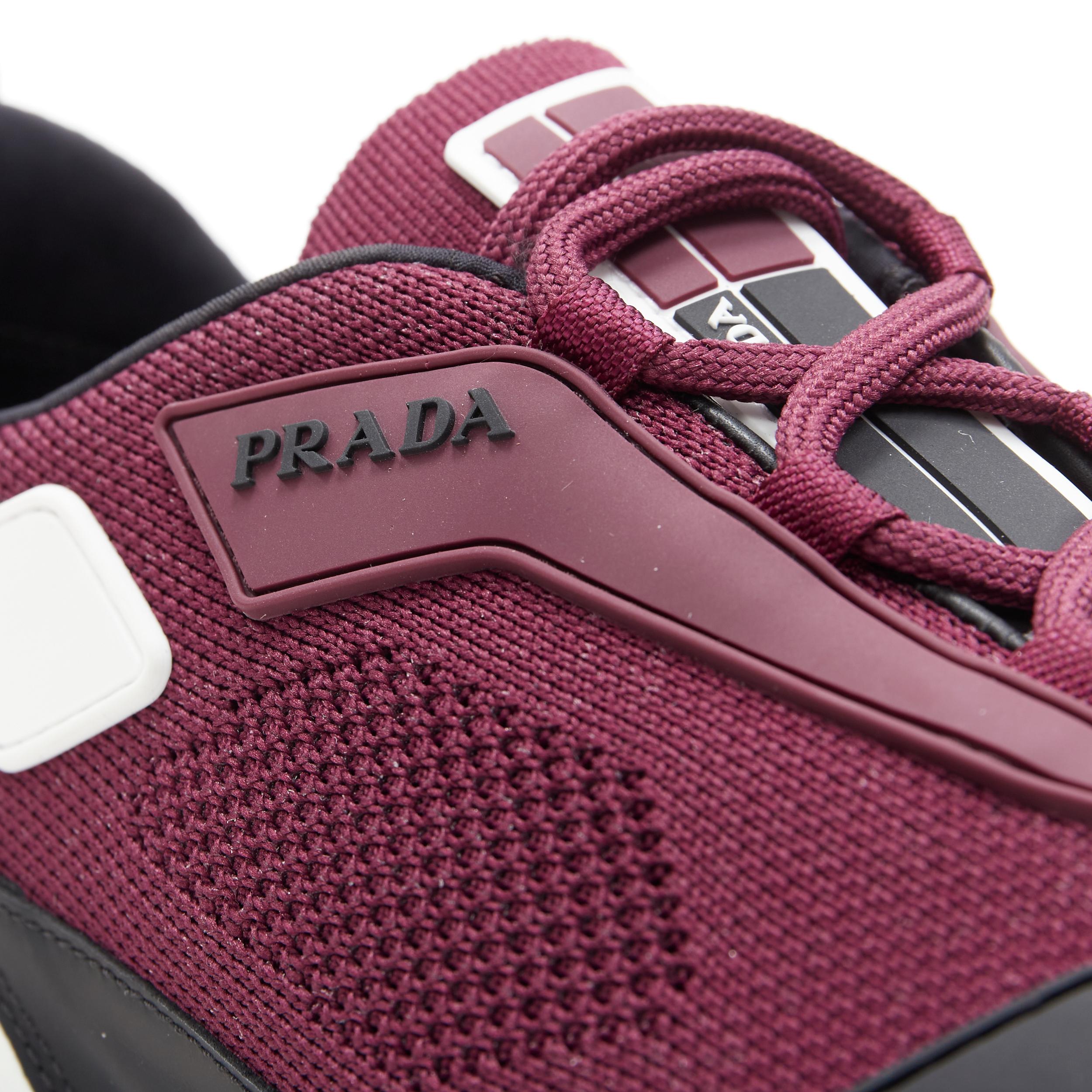 PRADA 2018 Cloudbust burgundy red rubber logo low top sneaker UK6 EU40 US7 4