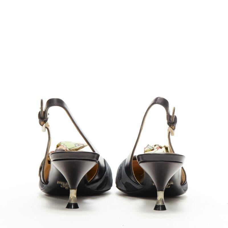 PRADA escarpins à talons en tissu imprimé fantaisie avec nœud papillon EU36, 2018 en vente 1