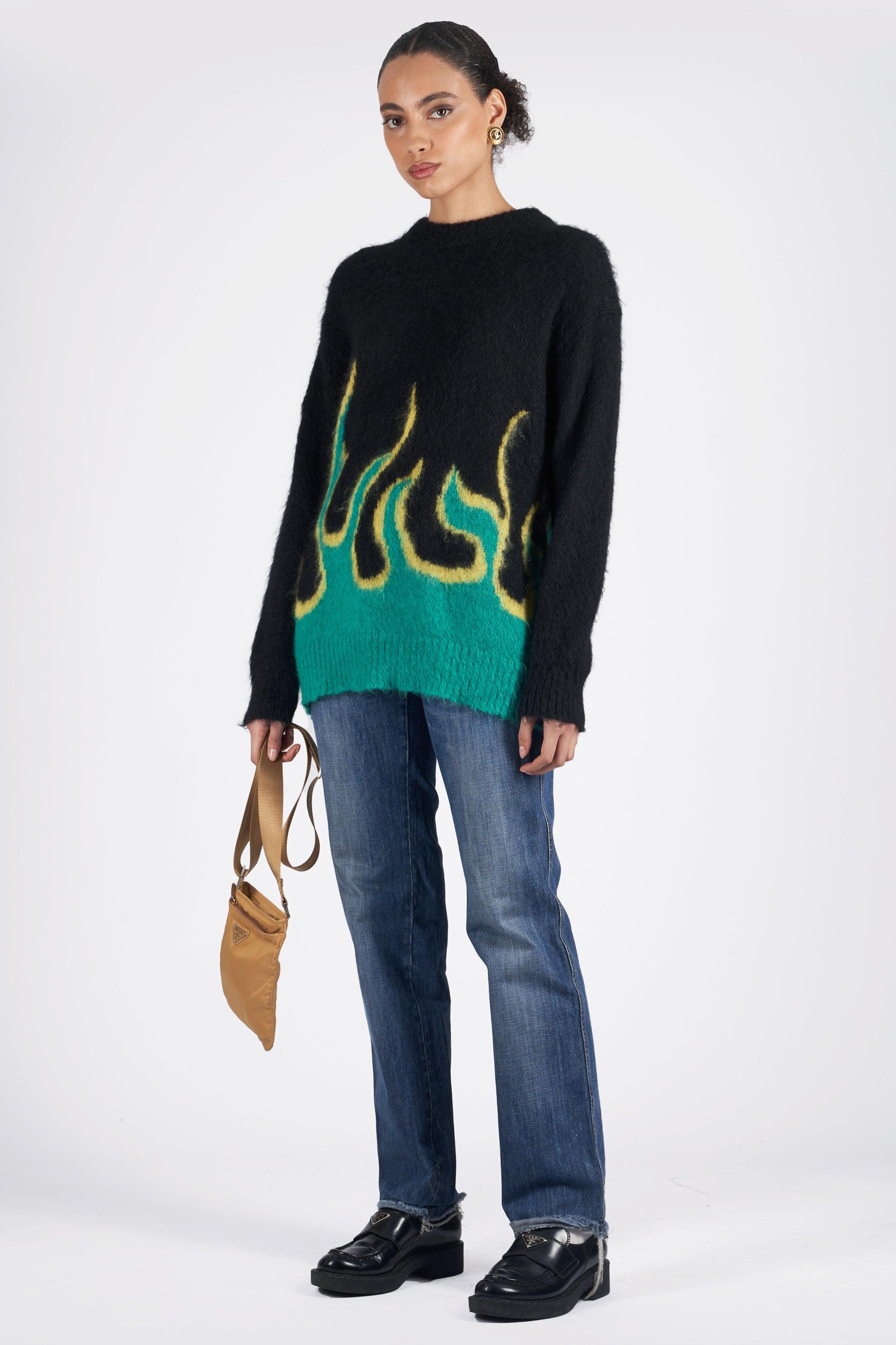 Jersey de punto con llamas Prada 2018 Negro
