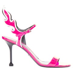 PRADA 2018 Flame pink patent Fire mid heel sandal EU37