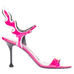 PRADA 2018 Flame pink patent Fire mid heel sandal EU37