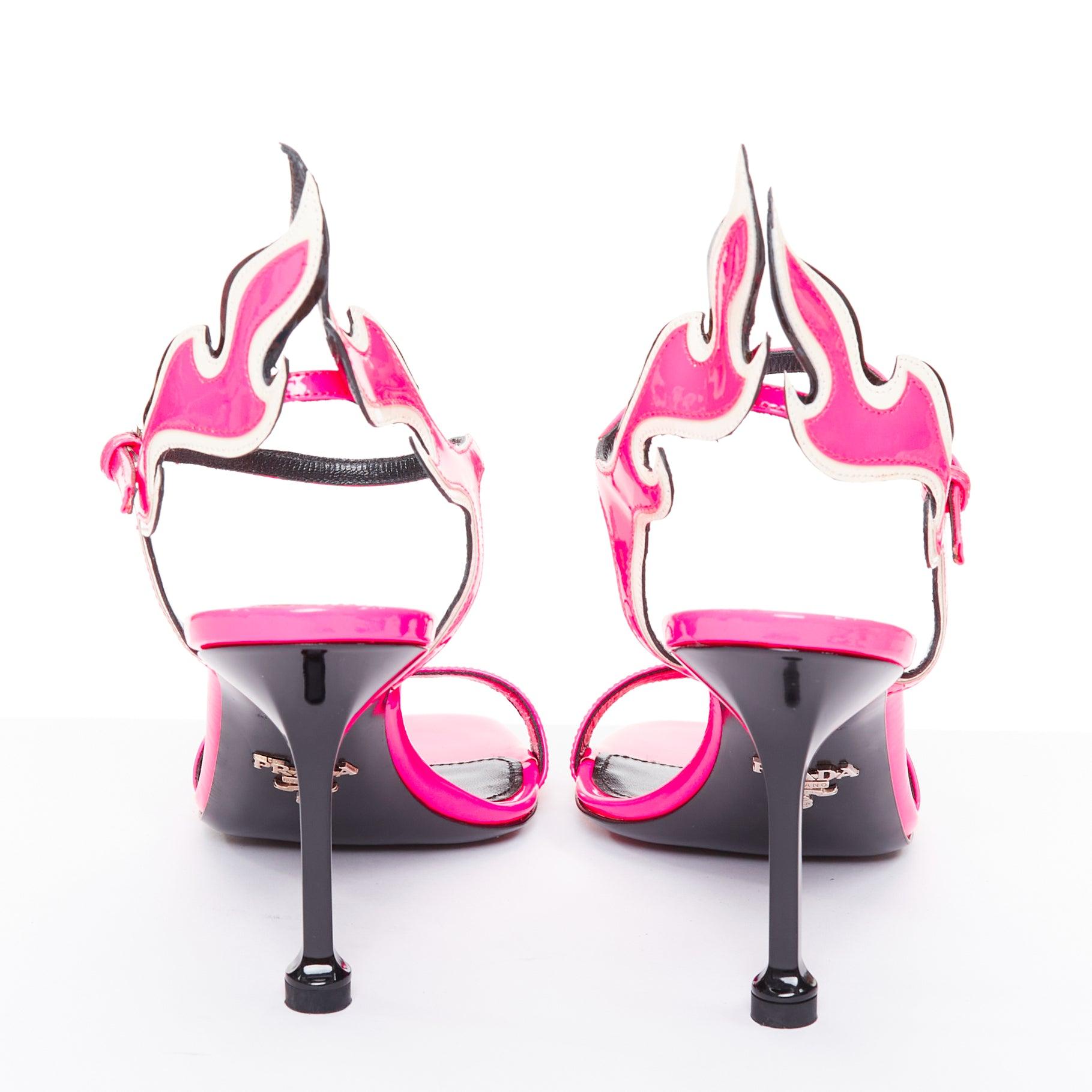 PRADA 2018 Fire rose verni sandale à talon moyen EU37.5 Pour femmes en vente