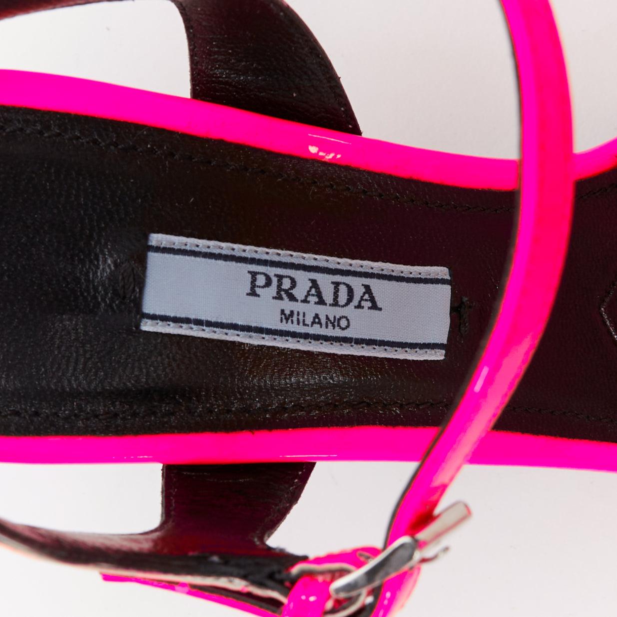PRADA 2018 Fire rose verni sandale à talon moyen EU37.5 en vente 4