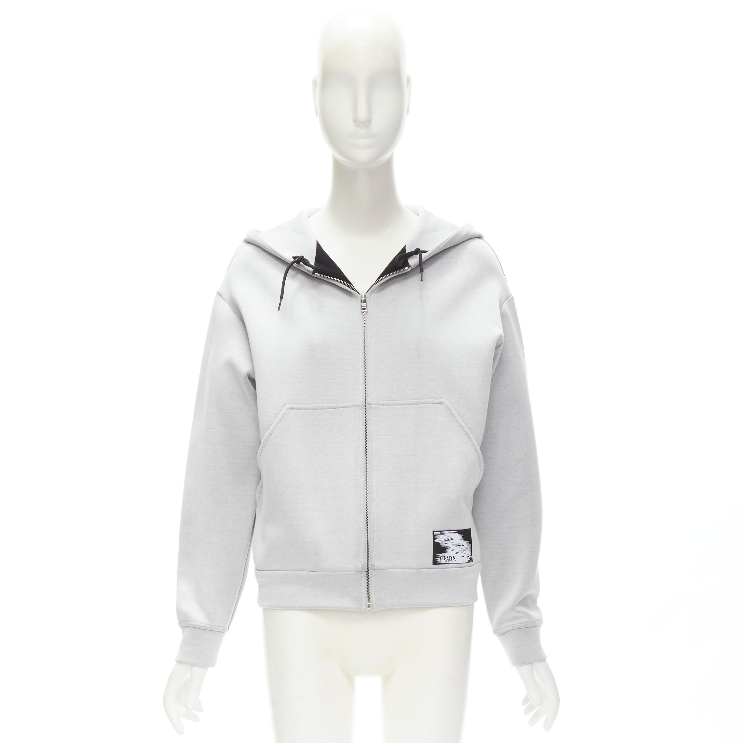 PRADA 2018 Girls Invented comic print grey cotton zip up hoodie S 4