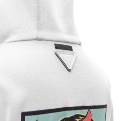 PRADA 2018 Girls Invented comic print grey cotton zip up hoodie S