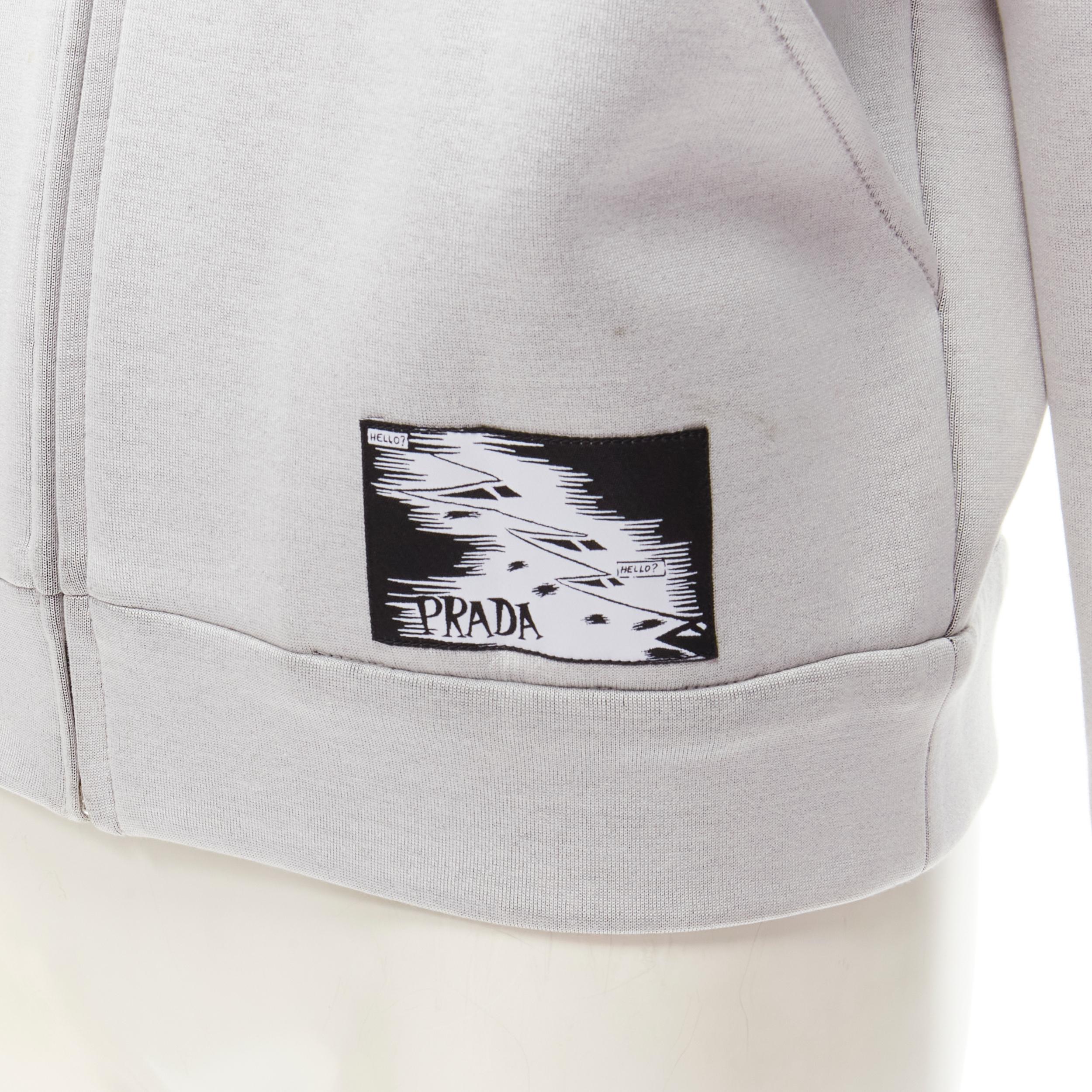 PRADA 2018 Girls Invented comic print grey cotton zip up hoodie S 2