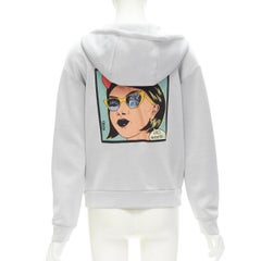 PRADA 2018 Girls Invented comic print grey cotton zip up hoodie S