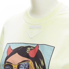 PRADA 2018 Girls Invented Comic Print light yellow dye tshirt