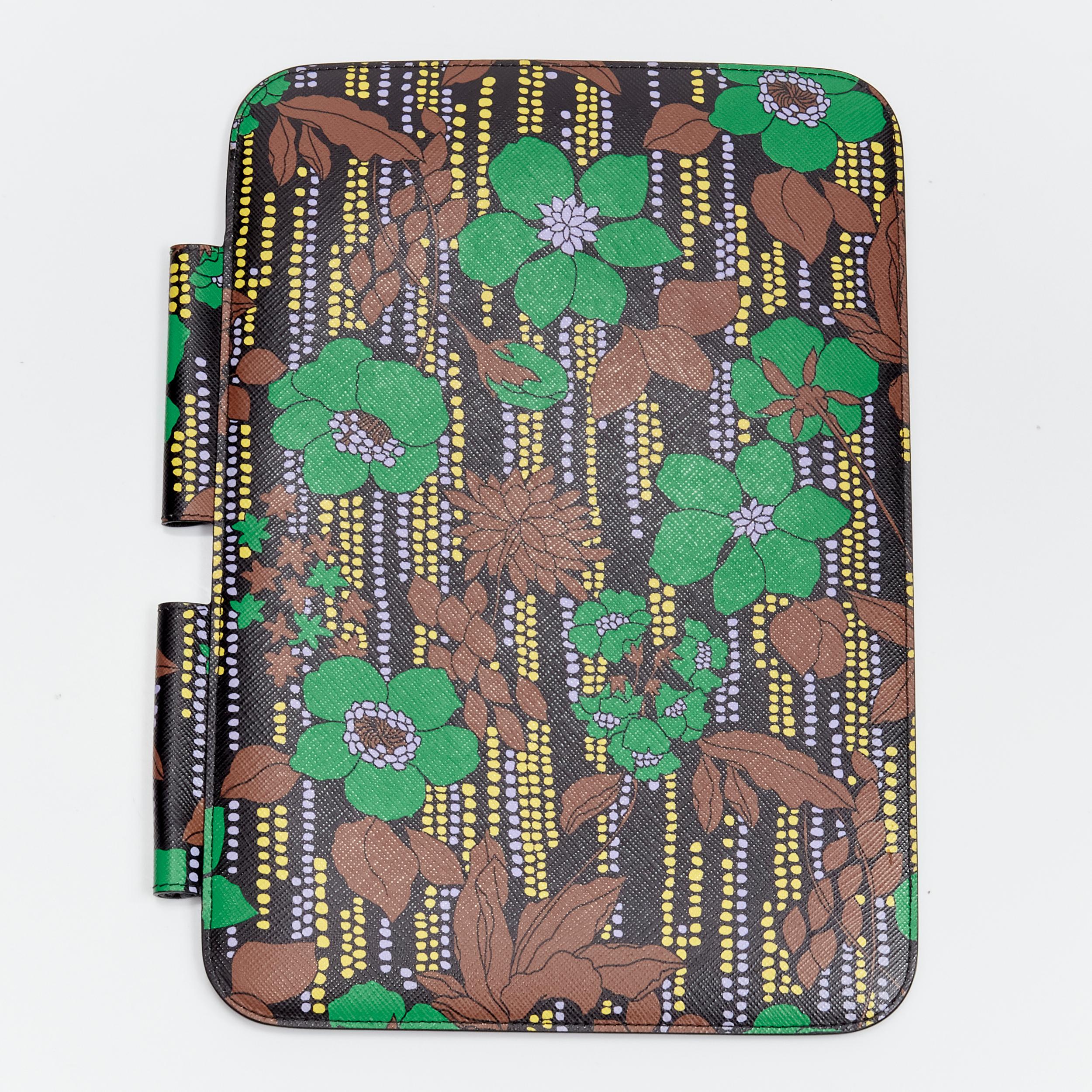 Gray PRADA 2018 green brown purple flower smeraldo saffiano leather iPad case
