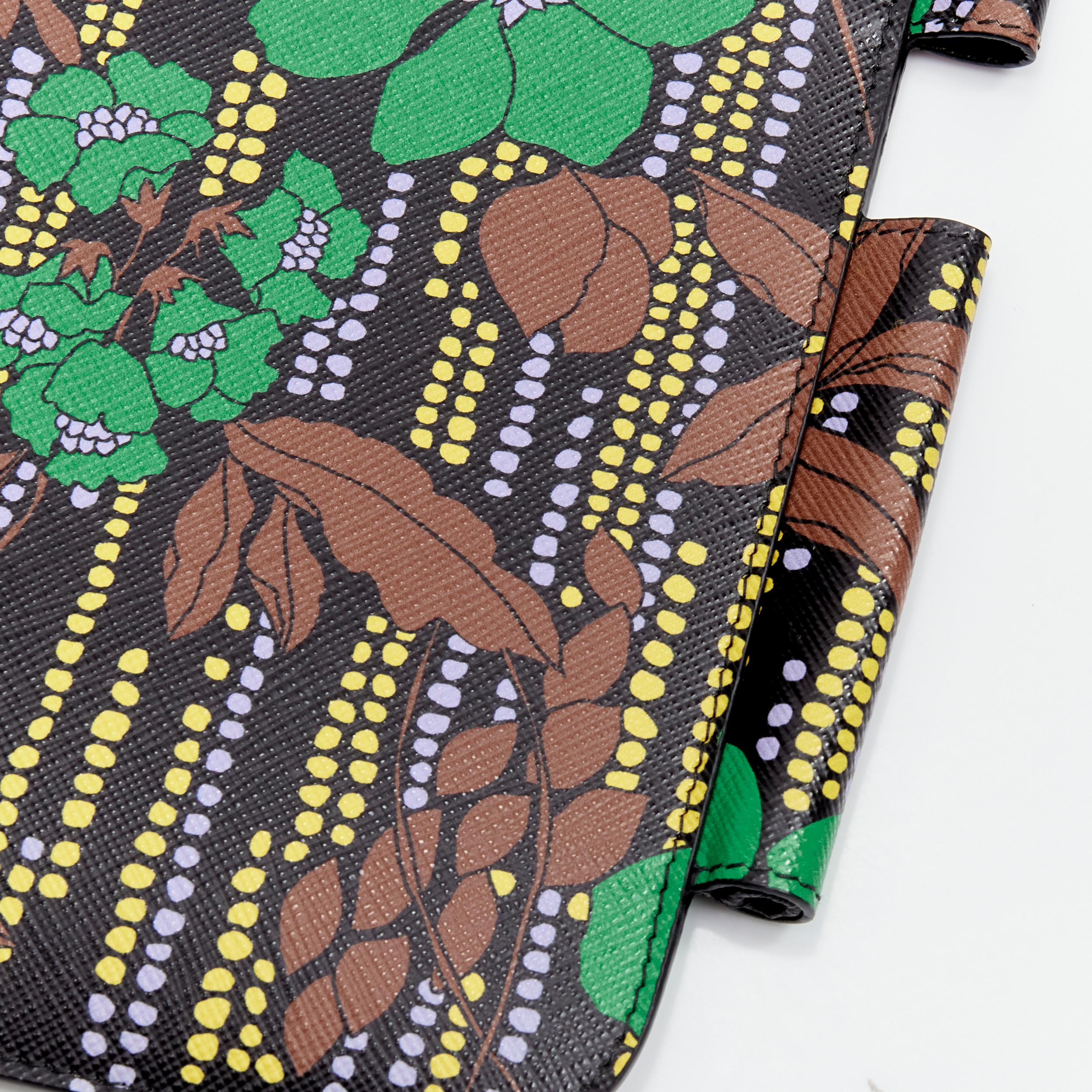 Women's or Men's PRADA 2018 green brown purple flower smeraldo saffiano leather iPad case
