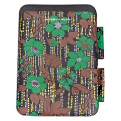 PRADA 2018 green brown purple flower smeraldo saffiano leather iPad case