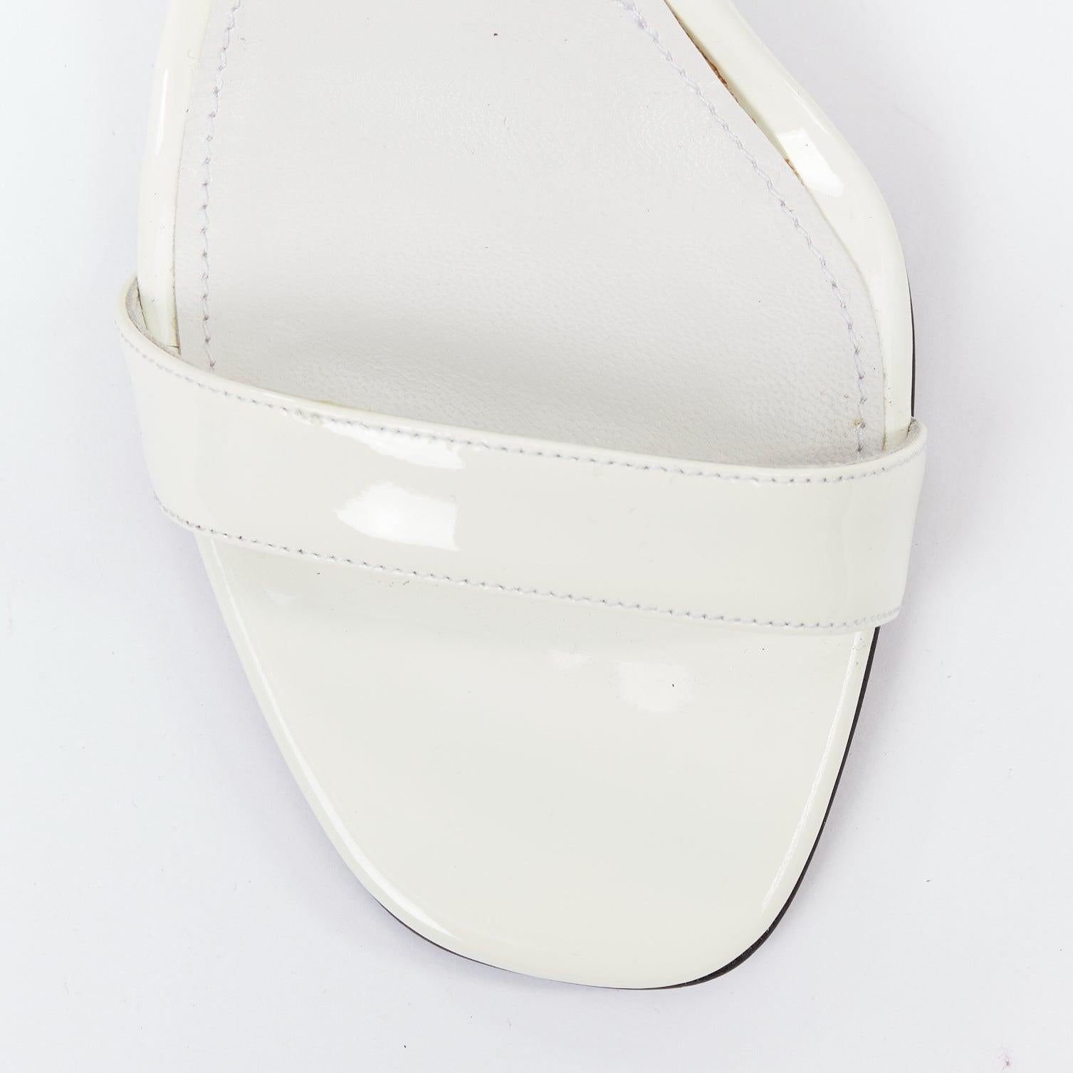 PRADA 2018 Hot Flame Acid Fire white green patent leather mid heel sandal EU36 For Sale 1