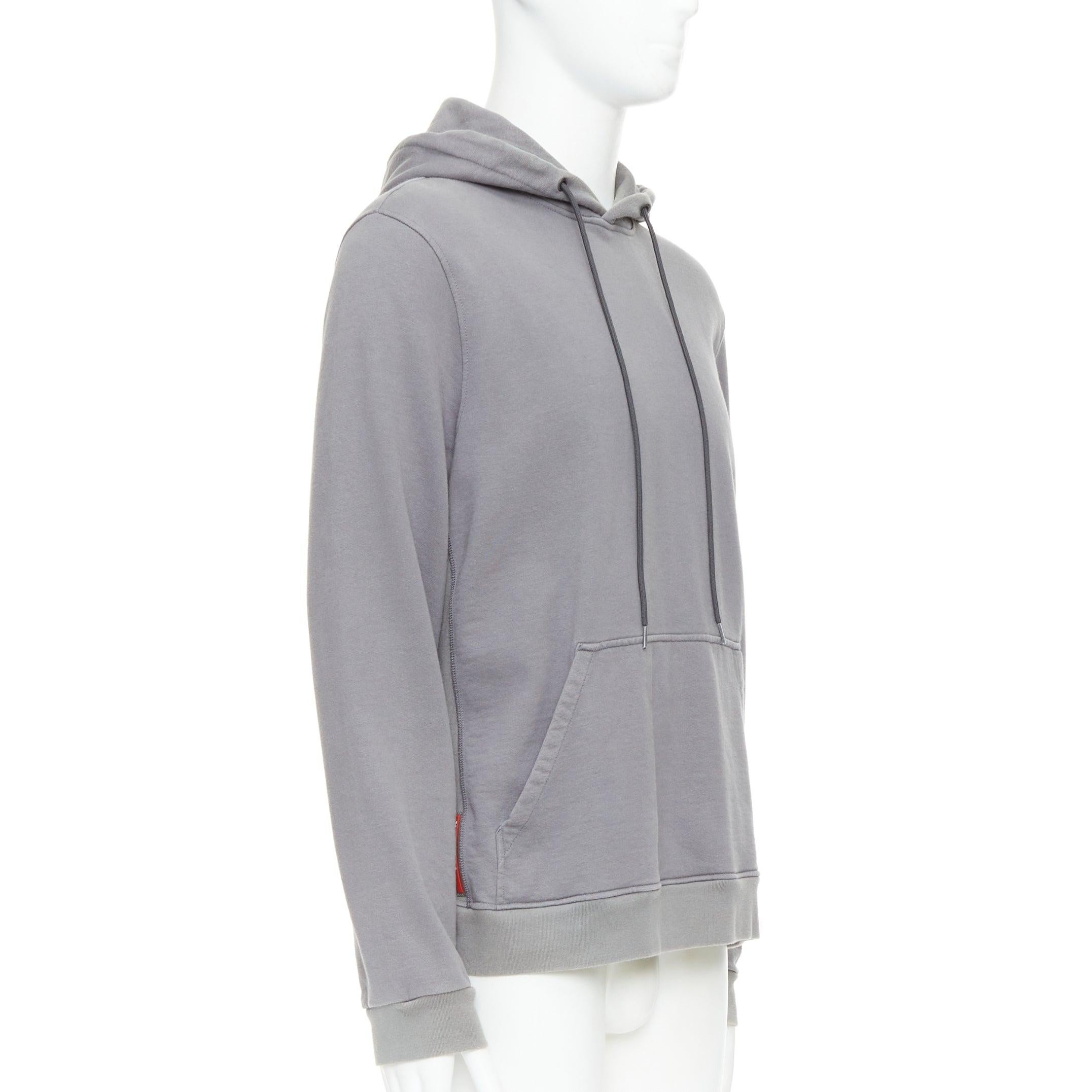 Gray PRADA 2018 Line Rossa grey cotton red sports logo hoodie L For Sale