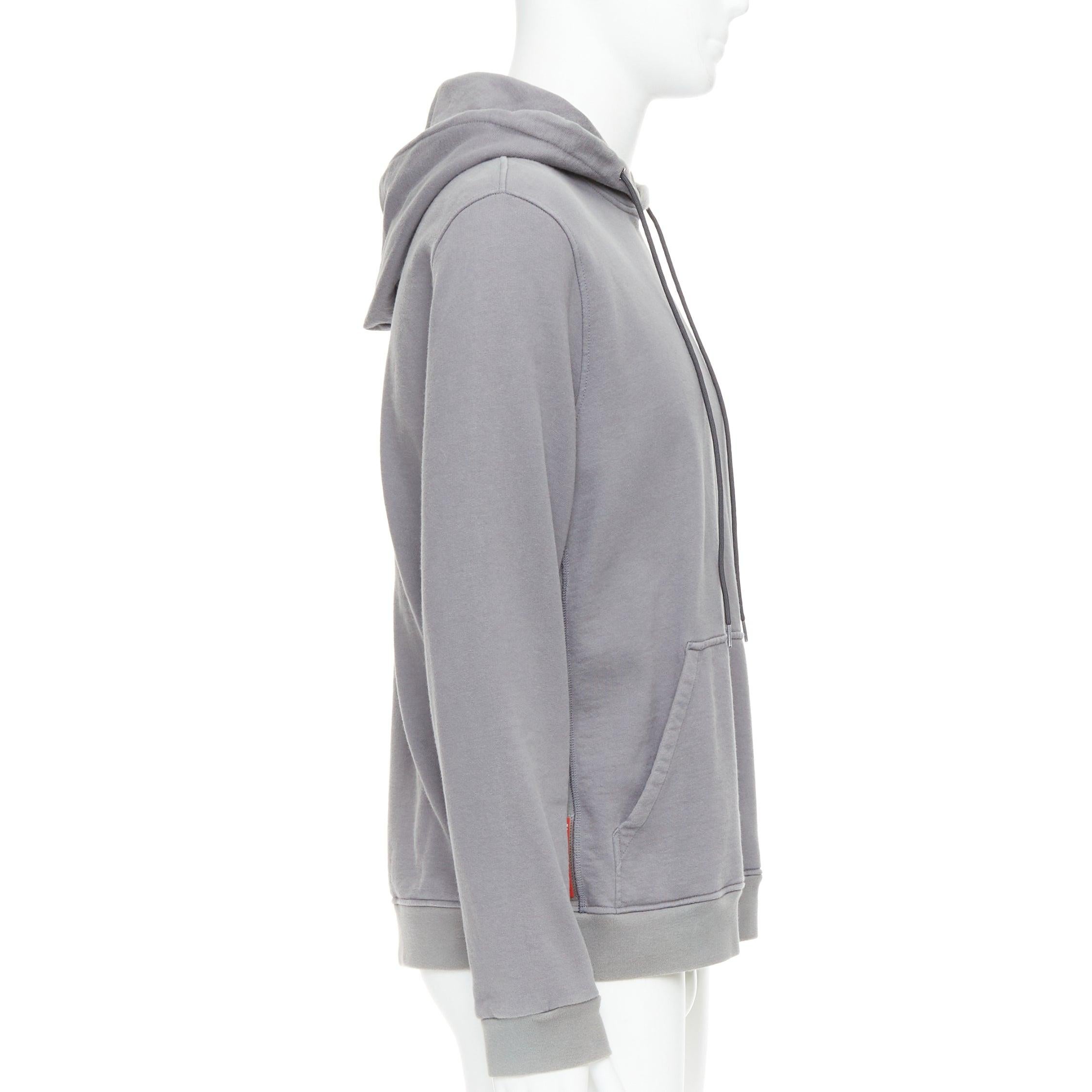 PRADA 2018 Line Rossa grey cotton red sports logo hoodie L In Fair Condition For Sale In Hong Kong, NT