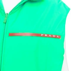 PRADA 2018 Linea Rossa Primaloft neon green nylon red logo puffer vest S