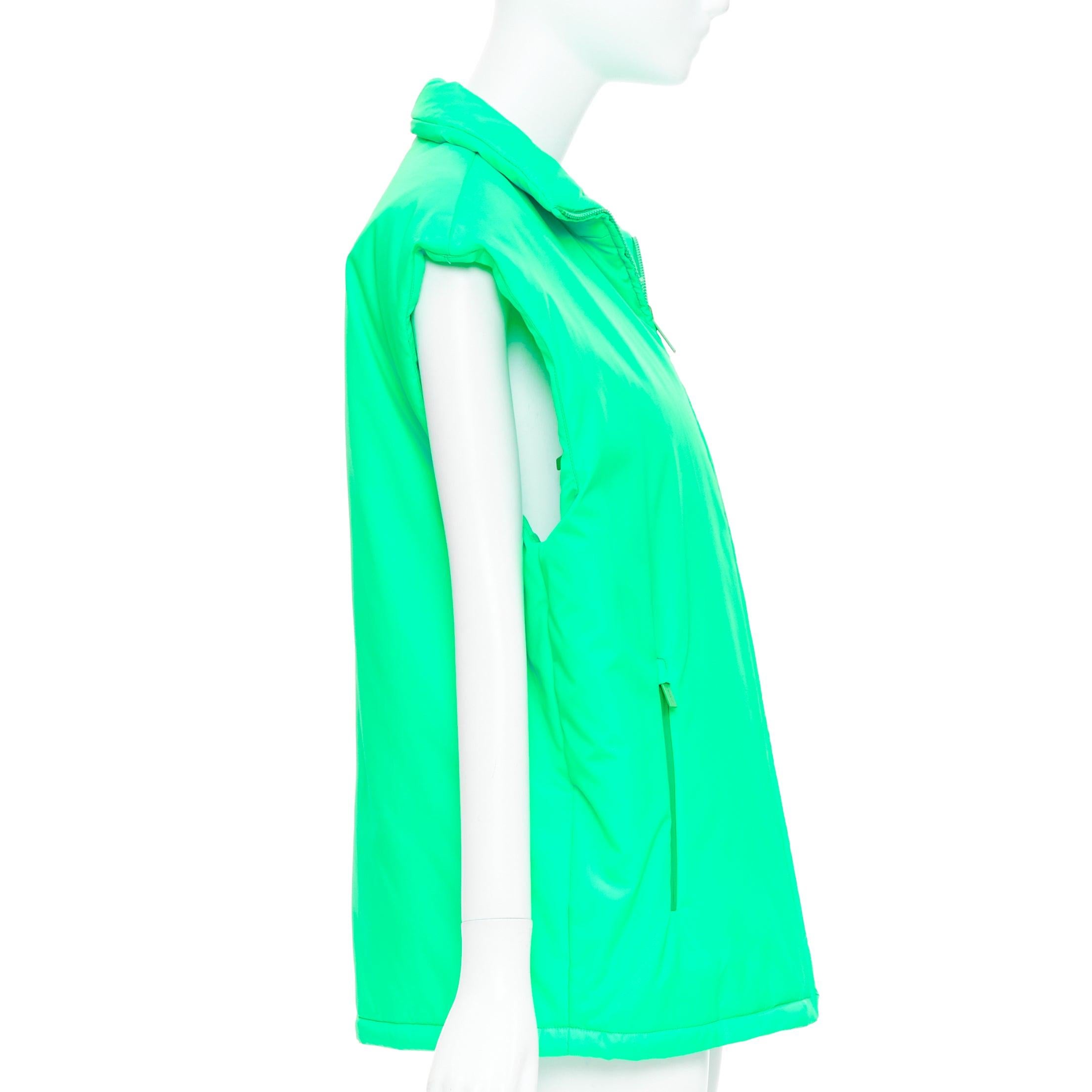 Women's PRADA 2018 Linea Rossa Primaloft neon green nylon red logo puffer vest S For Sale