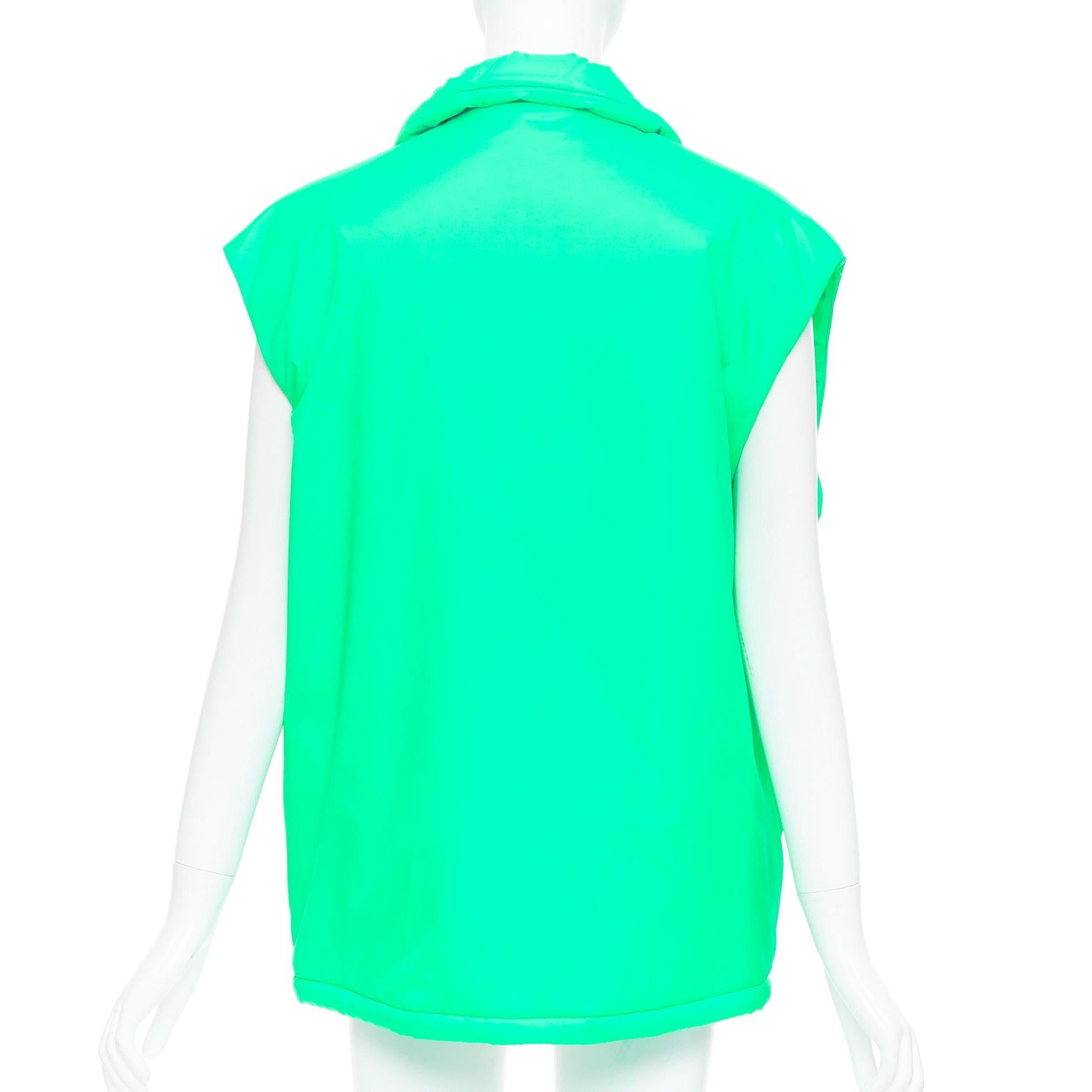 PRADA 2018 Linea Rossa Primaloft neon green nylon red logo puffer vest S For Sale 1