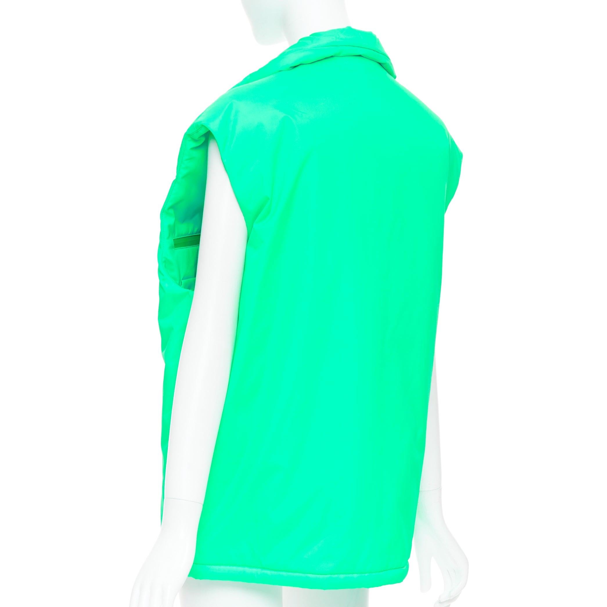 PRADA 2018 Linea Rossa Primaloft neon green nylon red logo puffer vest S For Sale 2