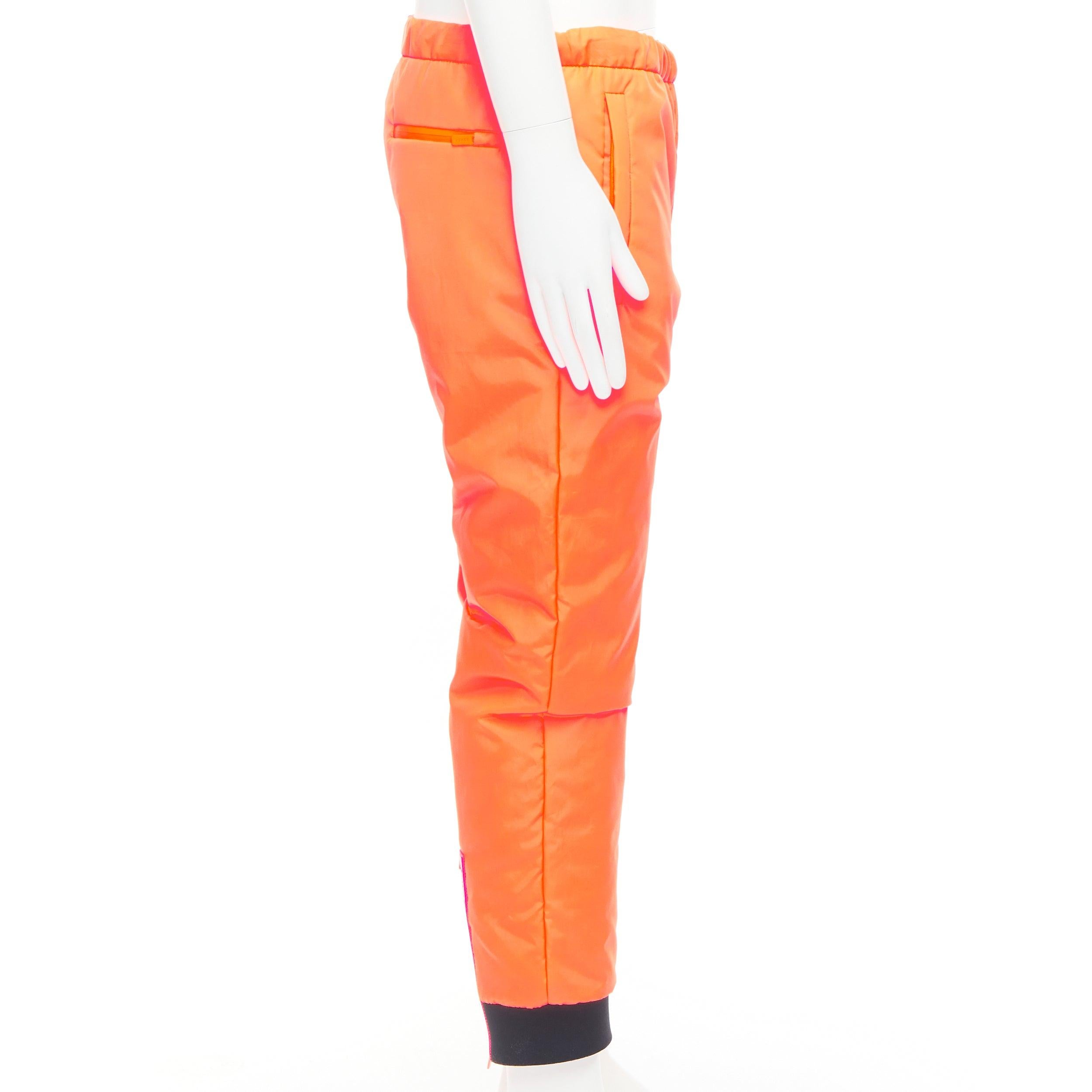 PRADA 2018 Linea Rossa SPG52M Primaloft Coral neon orange insulated pants M In New Condition For Sale In Hong Kong, NT