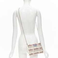 PRADA 2018 Lippenstift Print Creme Glace Kalbsleder Crossbody Kette Beutel Tasche