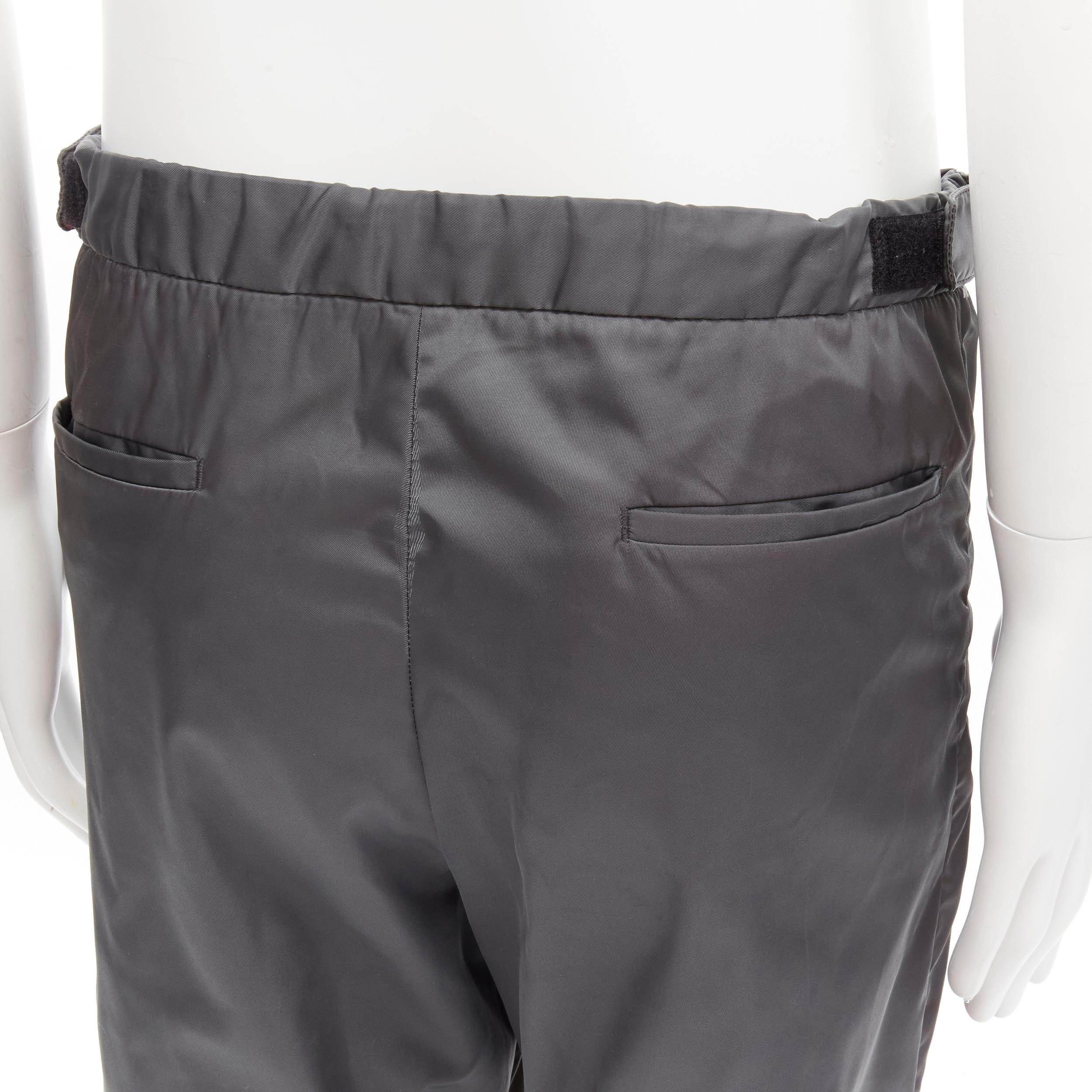 PRADA 2018 logo rubber tab grey gabardine nylon technical jogger pants IT46 S For Sale 3