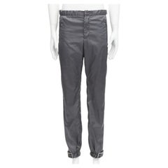 PRADA 2018 logo rubber tab grey gabardine nylon technical jogger pants IT46 S