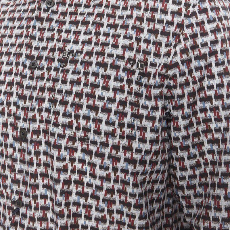 PRADA 2018 Losanga Hemd mit gestufter Kragen und abstraktem geometrischem Druck EU39 M im Angebot 2