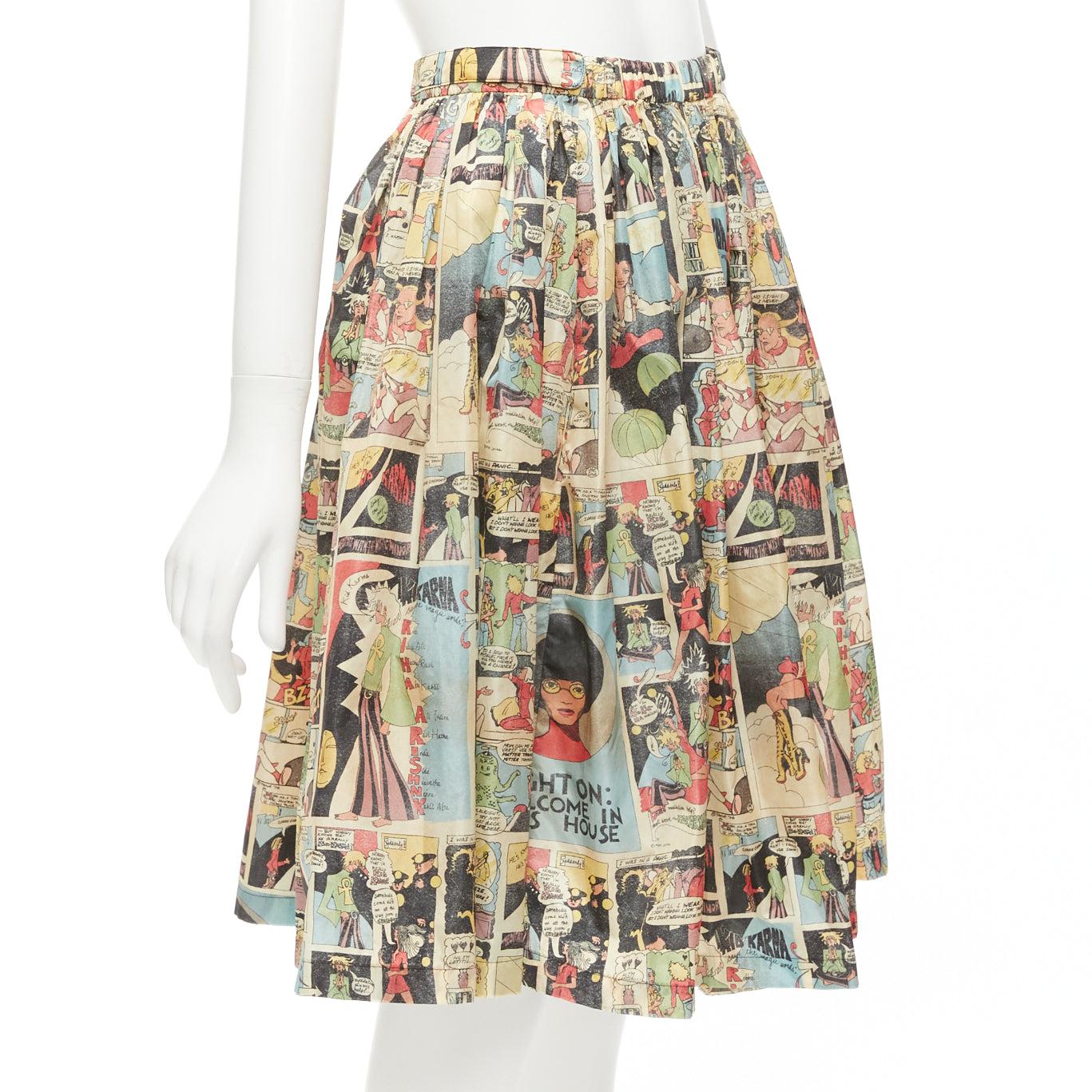PRADA 2018 multicolor manga anime comic print high waist table skirt In Excellent Condition In Hong Kong, NT