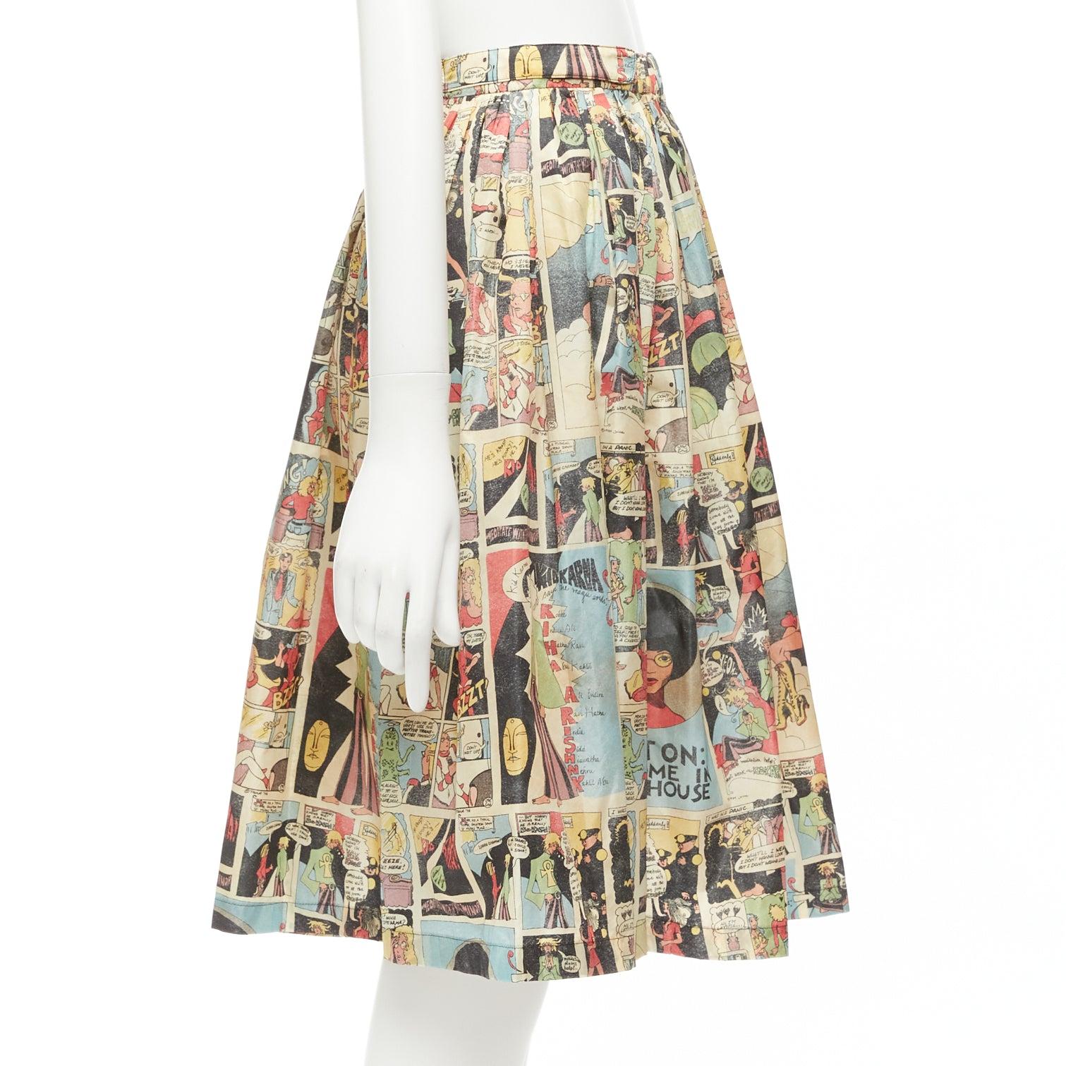 Women's PRADA 2018 multicolor manga anime comic print high waist table skirt