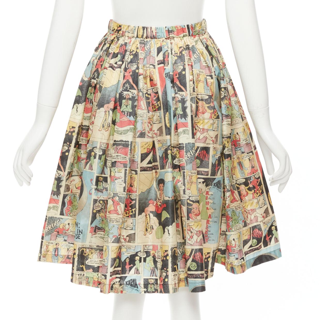 PRADA 2018 multicolor manga anime comic print high waist table skirt 1