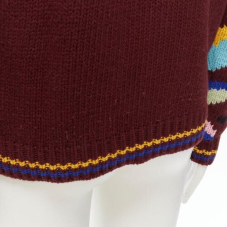 PRADA 2018 pull à col ras-du-cou en laine vierge et cachemire aux motifs multicolores IT48 M en vente 2