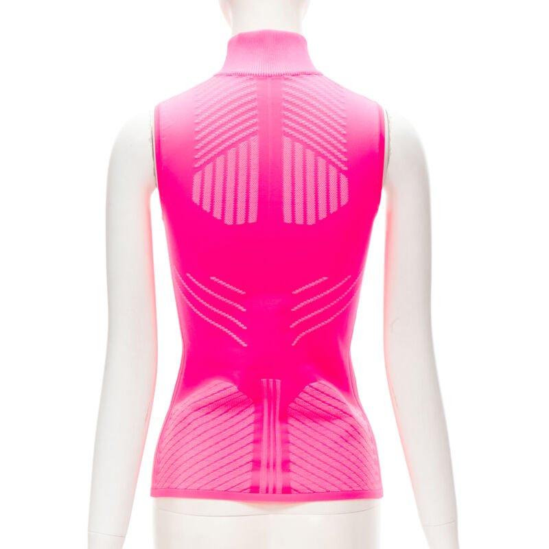 Donna PRADA 2018 rosa grafica Racing Sports Logo bodycon zip up top XS in vendita
