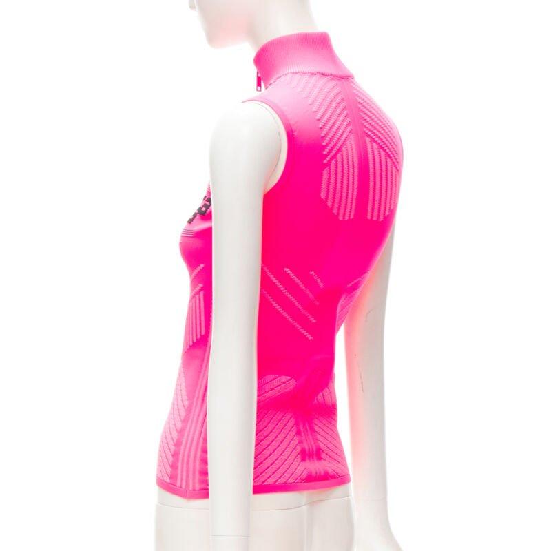 PRADA 2018 rosa grafica Racing Sports Logo bodycon zip up top XS in vendita 1