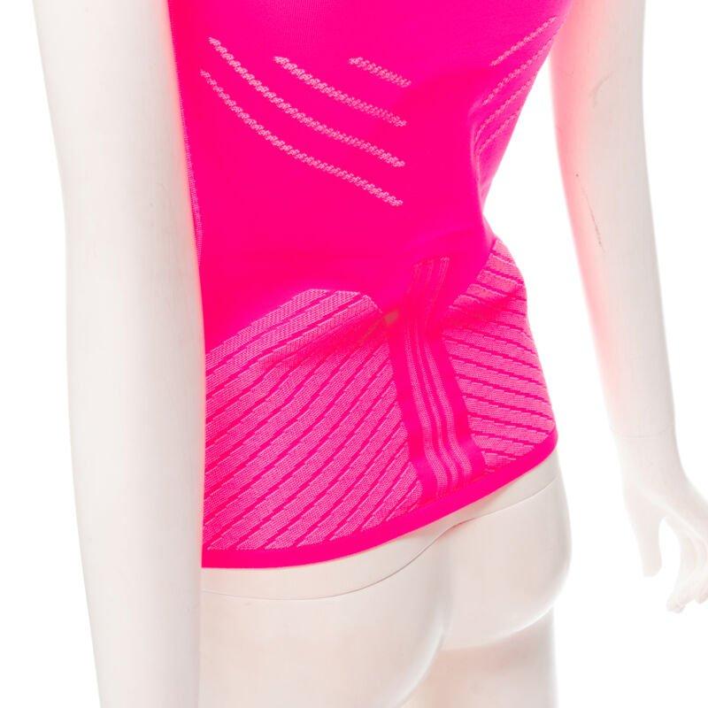 PRADA 2018 rosa grafica Racing Sports Logo bodycon zip up top XS in vendita 3