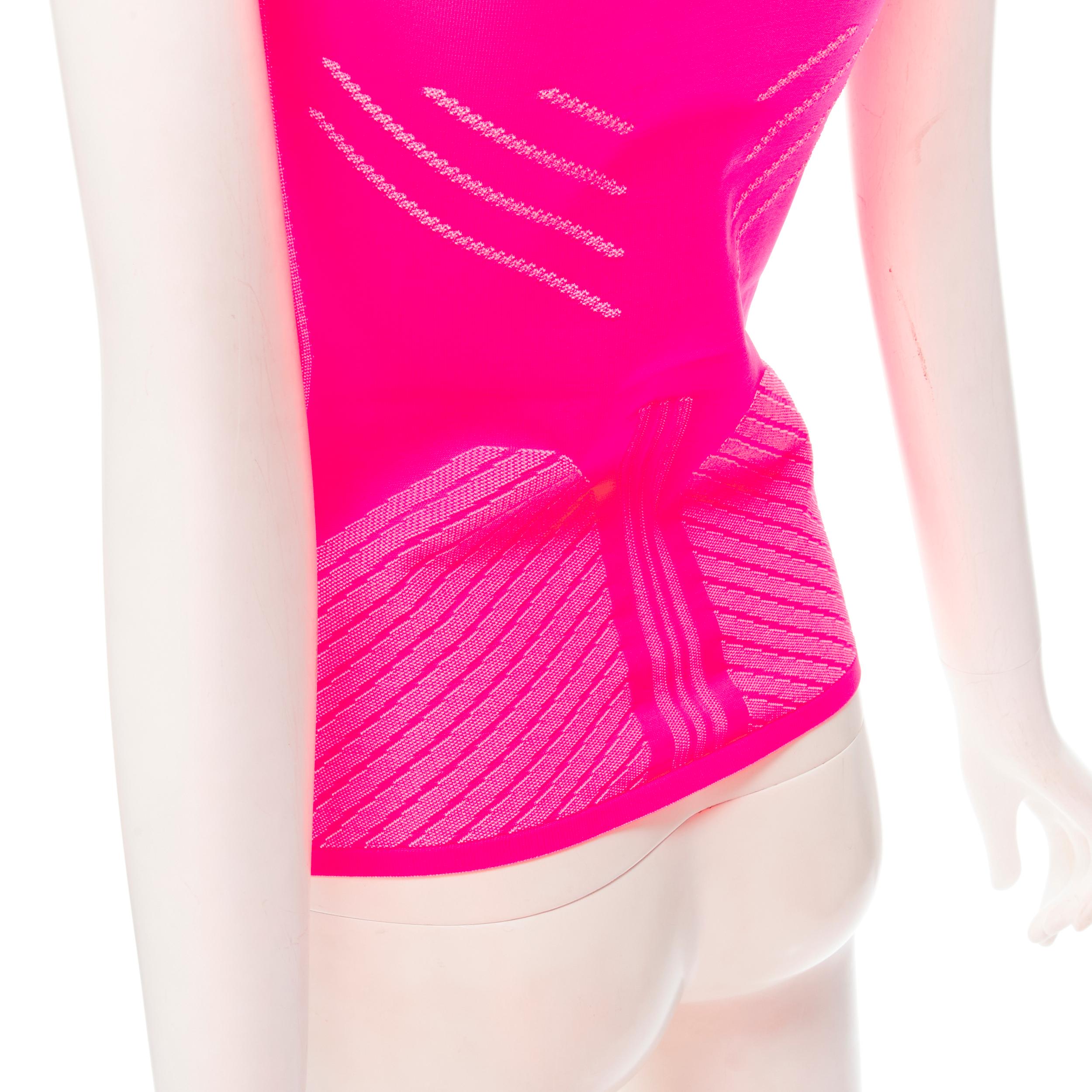 PRADA 2018 pink graphic Racing Sports Logo bodycon zip up top XS For Sale 4