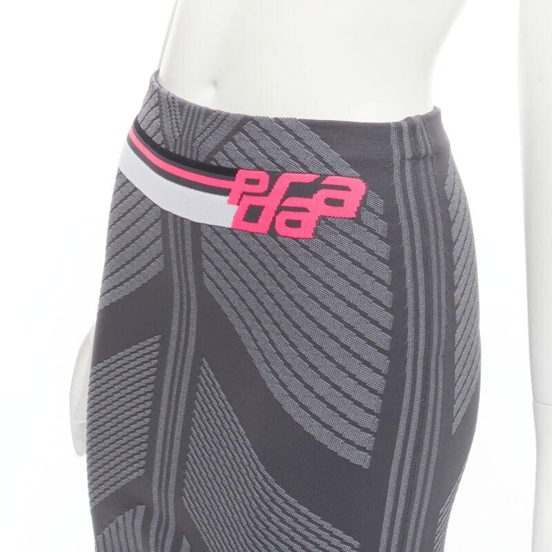 PRADA 2018 pink Racing Logo grey graphic intarsia knit knee length skirt S
Reference: ANWU/A00803
Brand: Prada
Designer: Miuccia Prada
Collection: 2018
Color: Grey, Pink
Pattern: Solid
Closure: Lock
Extra Details: Bodycon intarsia