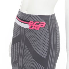 PRADA 2018 pink Racing Logo grey graphic intarsia knit knee length skirt S