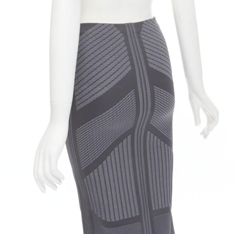 PRADA 2018 pink Racing Logo grey graphic intarsia knit knee length skirt S 2