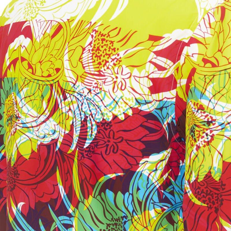 PRADA 2018 Psychedelic Hibiscus yellow floral print Hawaiian bowling shirt S For Sale 3