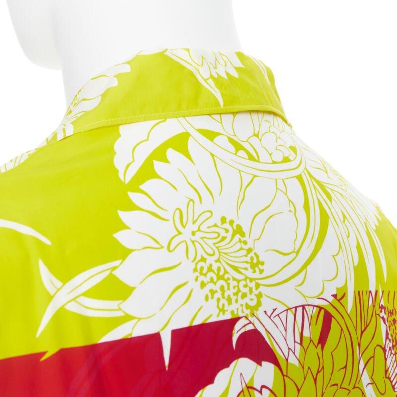 PRADA 2018 Psychedelic Hibiscus yellow floral print Hawaiian bowling shirt S For Sale 4
