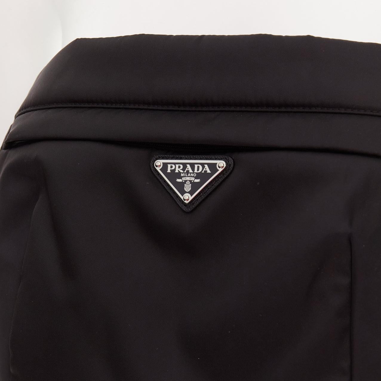PRADA 2018 Re-nylon gabardine triangle logo black zip pocket bustier top IT38 M 1