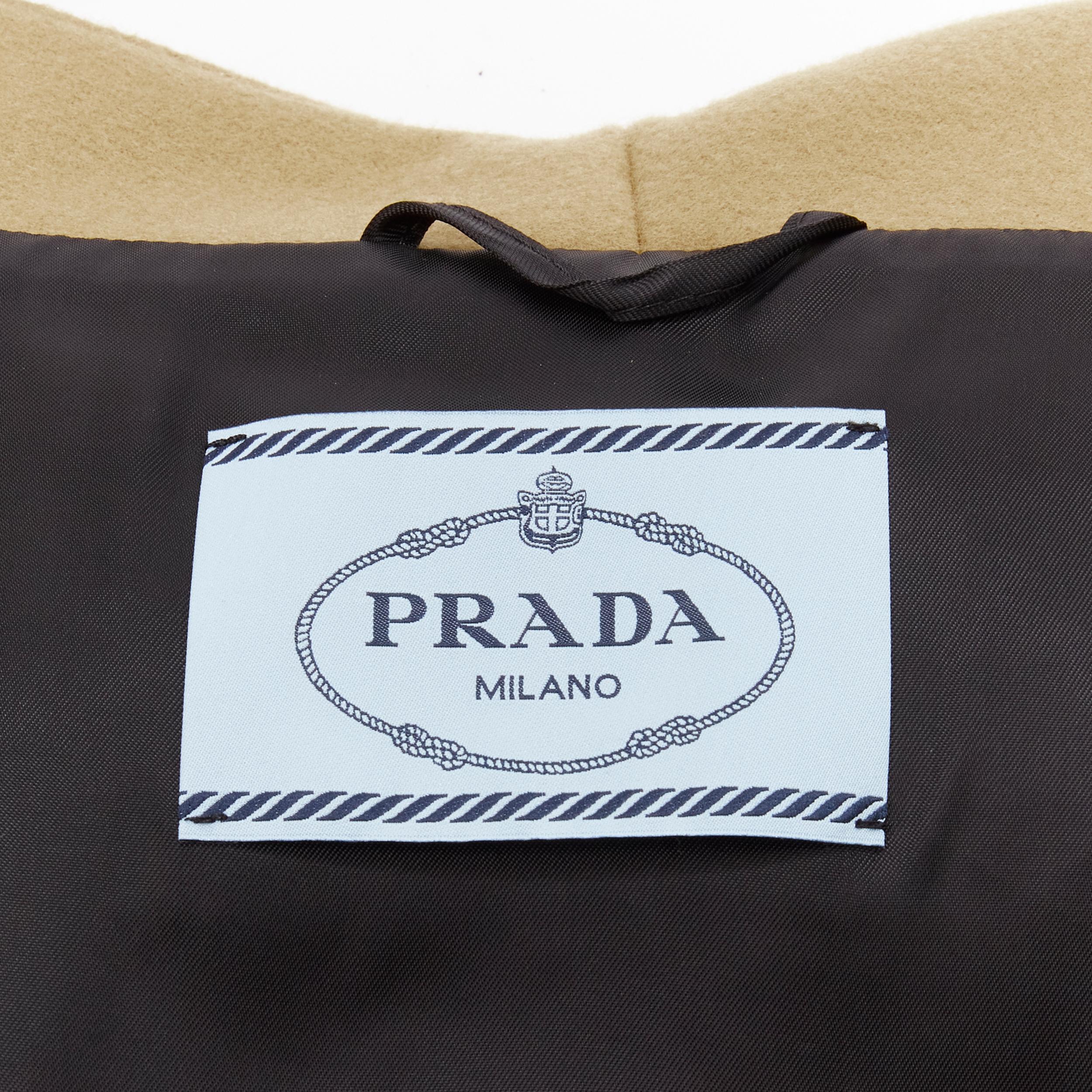 PRADA 2018 Runway beige Sports logo cocoon cape jacket S 5