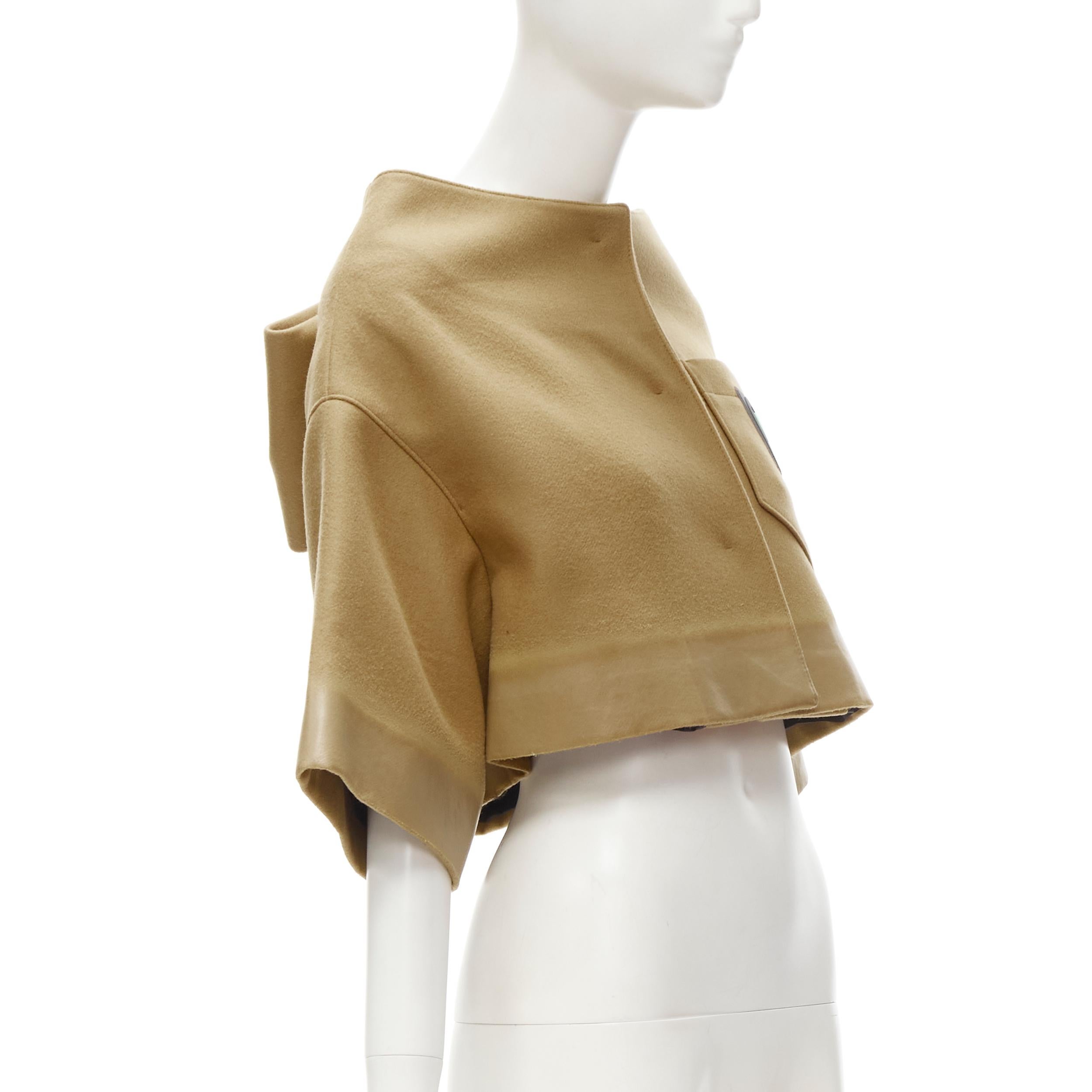 PRADA 2018 Runway beige Sports logo cocoon cape jacket S In Excellent Condition In Hong Kong, NT