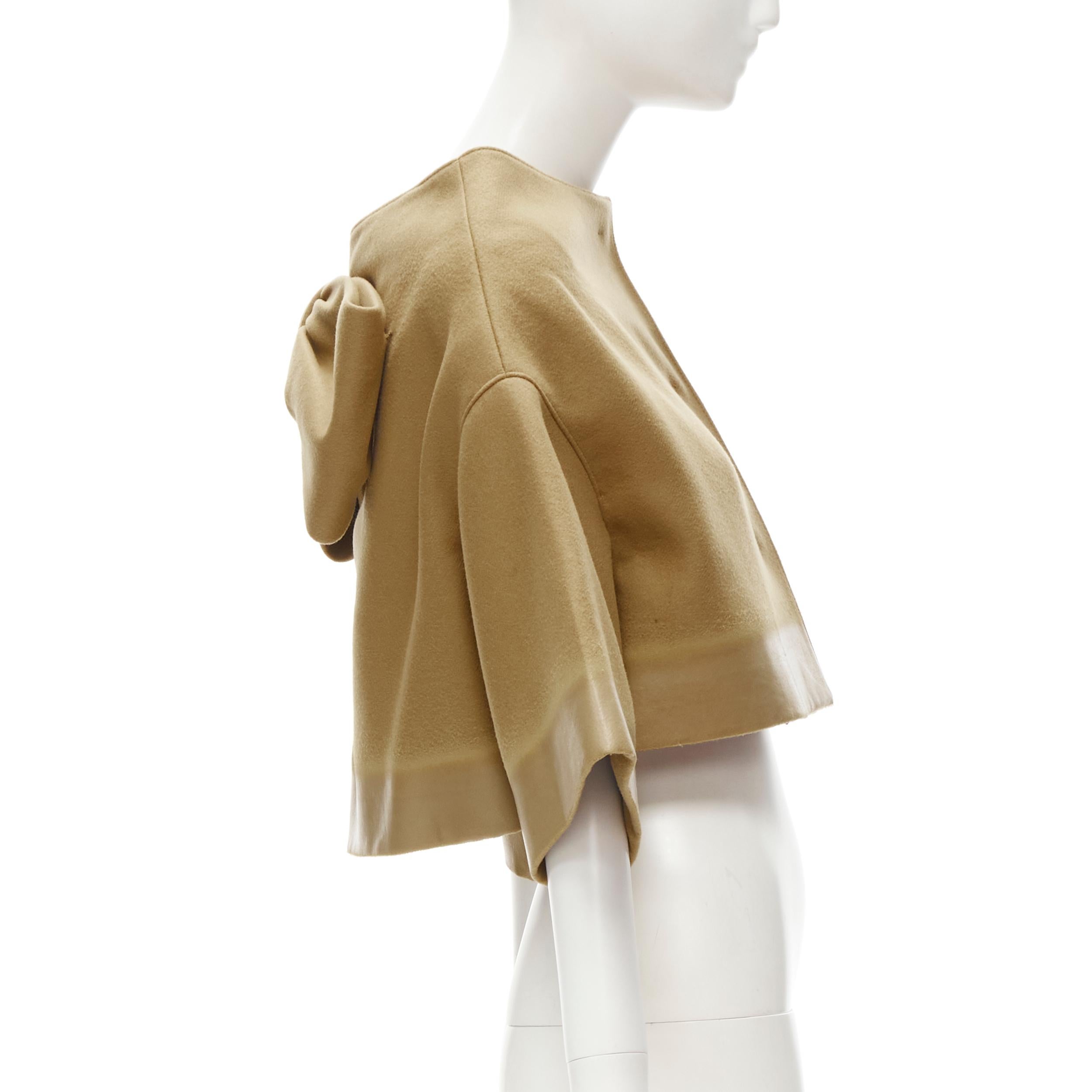 Women's PRADA 2018 Runway beige Sports logo cocoon cape jacket S